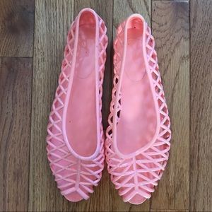 American Apparel jelly peep toe flat